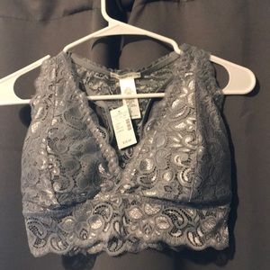 Grey lace bralette